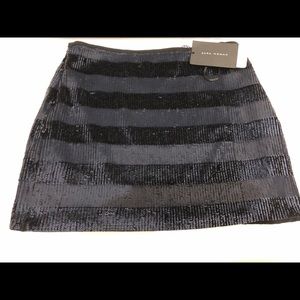 NWT ZARA BLACK AND BLUE STRIPED SEQUIN MINI SKIRT